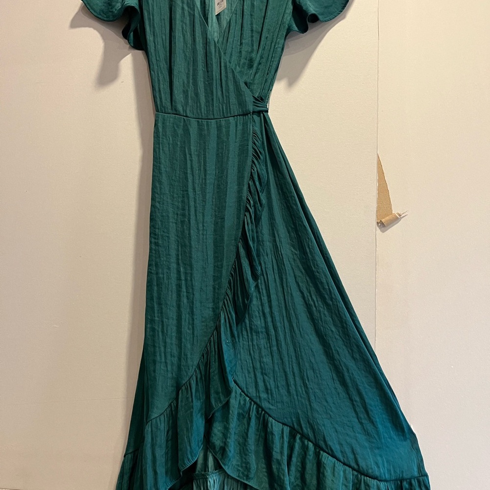 Blue Rain Green Asymmetrical Wrap Sundress